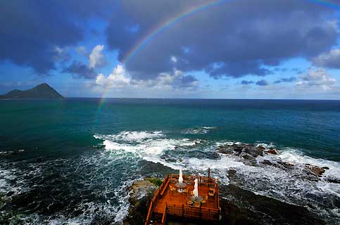 Cap Maison  Gros Islet et sa spectaculaire terrasse sur pilotis.