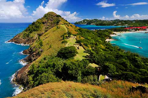 Pigeon Island, d’o l’amiral Rodney surveillait les vaisseaux franais bass en Martinique.